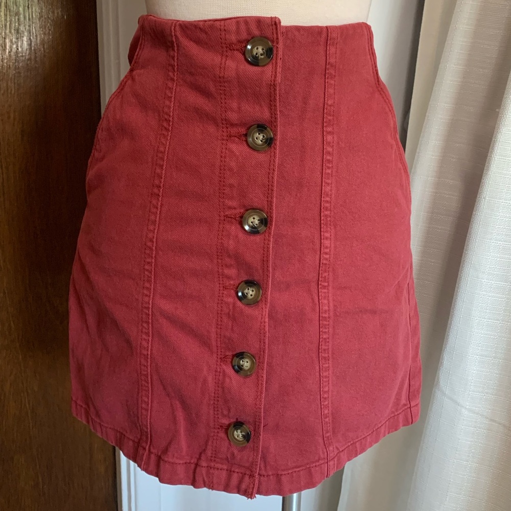 Red/Orange Skirt with Front Button
